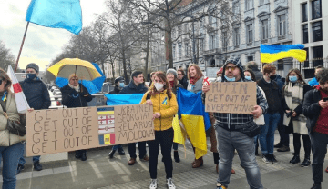Demonstration in Support of Ukraine Takes Place in Brussels