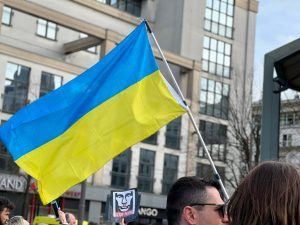 Belgium protest flag Ukraine