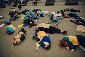April 29 - Protesters Lie in Front of Council of the European Union