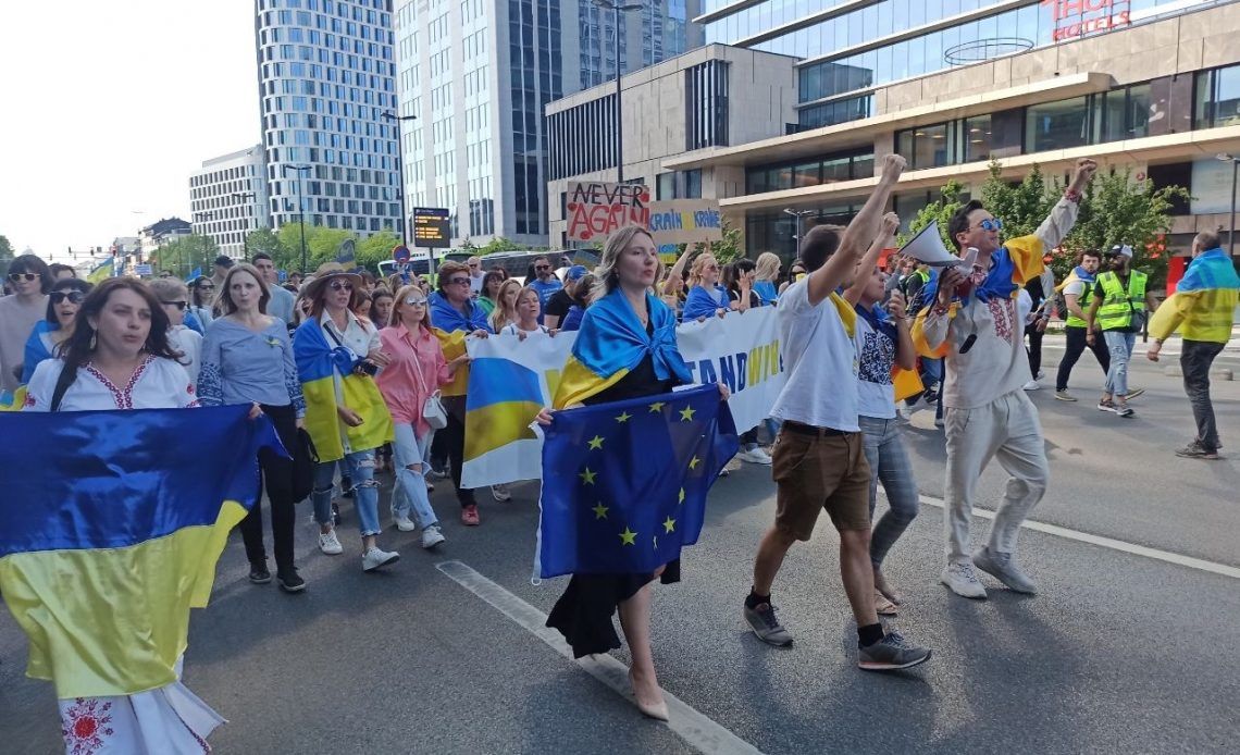 Marta Barandiy in protest in Brussel