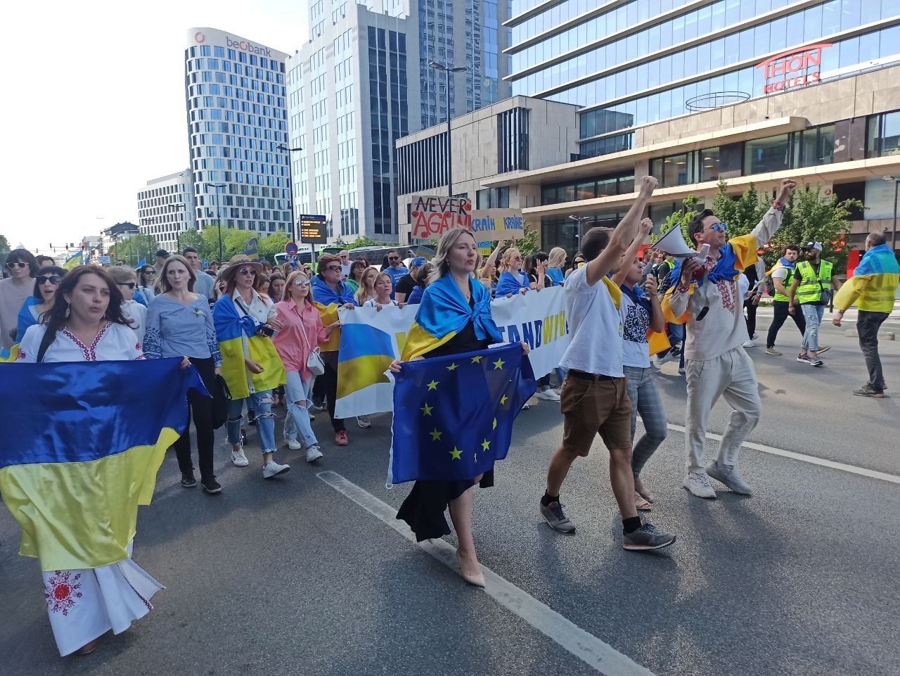 Marta Barandiy in protest in Brussel