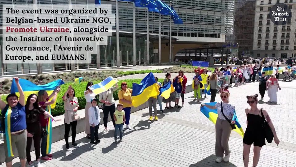 Human Chain Formed Around European Commission Headquarters in Brussels