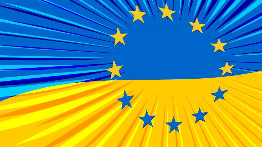 Ukrainian flag and EU