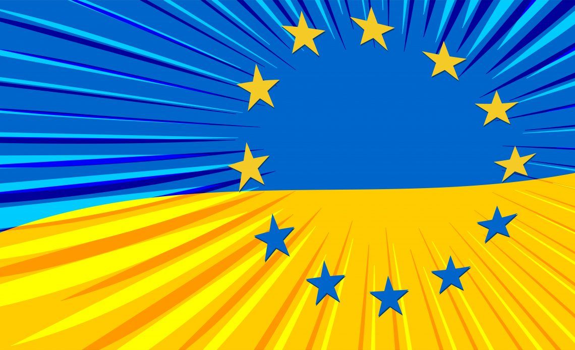 Ukrainian flag and EU