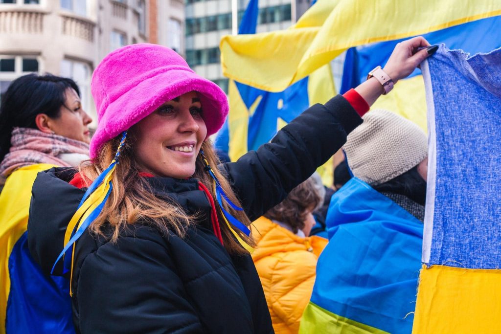 Supporter of Volodymyr Zelenskyi during his visit to Brussels