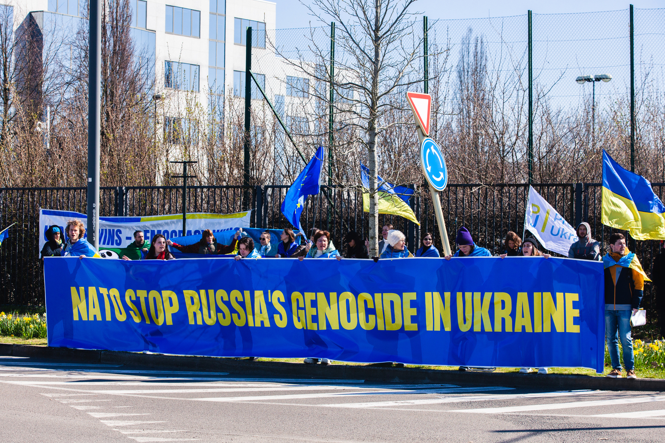 protest near the NATO building