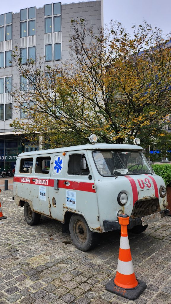 Struck ambulance from Kharkiv region in Brussels centre