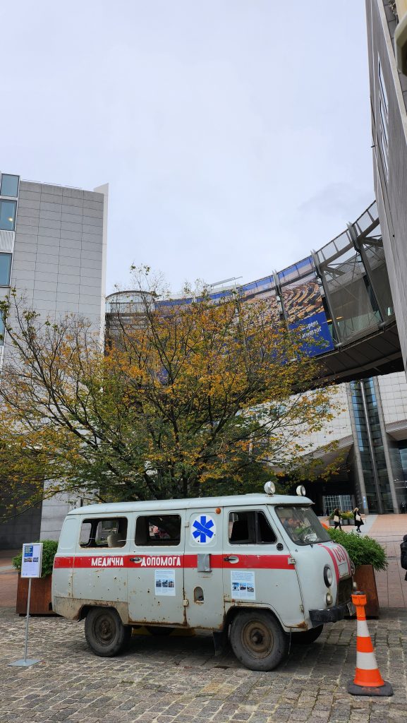 Struck ambulance from Kharkiv region in Brussels centre